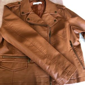 Camel Faux Leather Jacket